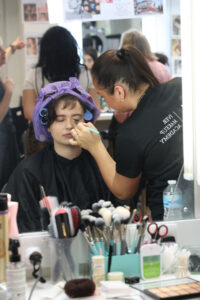 Makeup application in a beauty academy